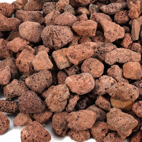 10 Pounds Red Lava Rocks for Fire Pits Fireplaces Perfect for Gas Log Sets Gas Grills Landscape Design 0.8-1.2 Inch Suitable for Both Indoor and Outdoor Applications Stylish and Long-Lasting