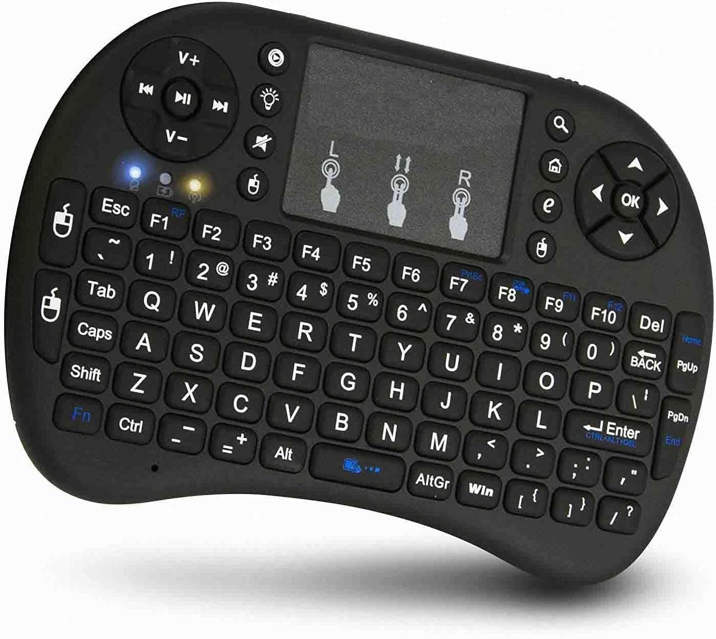 Mini Wireless Keyboard with Touchpad – 2.4GHz Portable Smart Keyboard with Multimedia Keys for Laptop, Desktop, Smart TV, Android TV Box, Tablet & Computer (USB Receiver, Plug & Play)