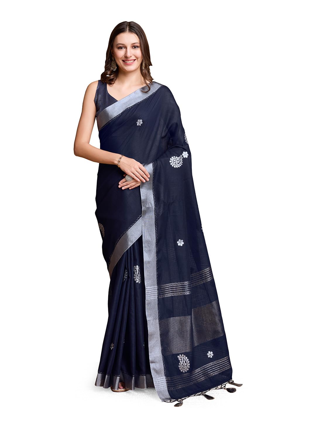 rekha maniyar Women's Linen Hand Gota Woven Saree With Unstitched Blouse Piece (JAYSHREE_VOL2_PARENT)-picture-55