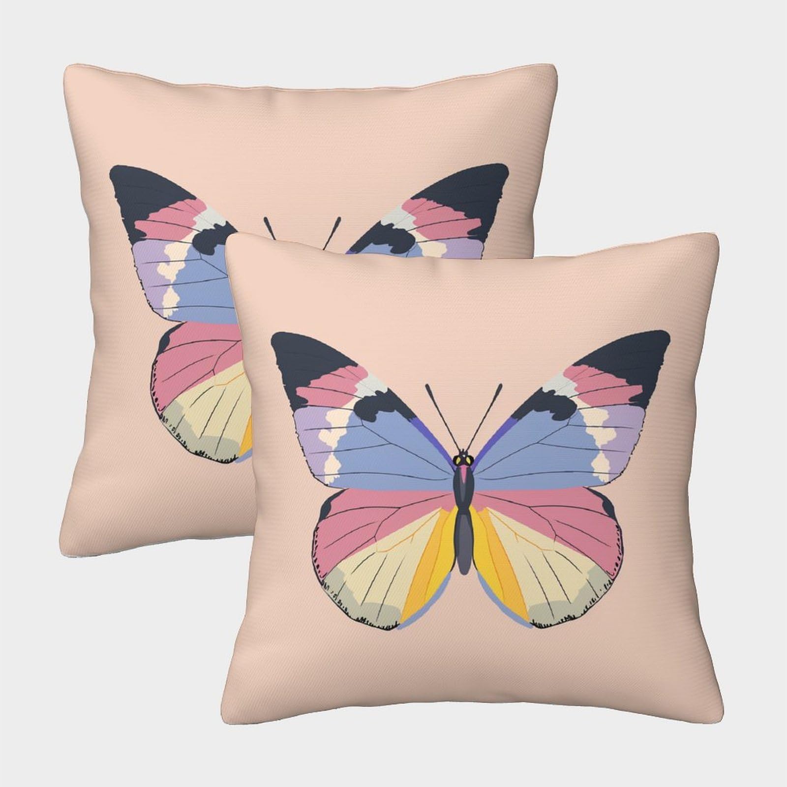 NRAOPEVVD Butterfly Cushion Cover 2 Pack Decorative Machine Washable Pillowcases Square Pillow Cases with Invisible Zipper Cushion Covers for Sofa Couch Home Bedroom Throw Pillow Cases 40x40cm