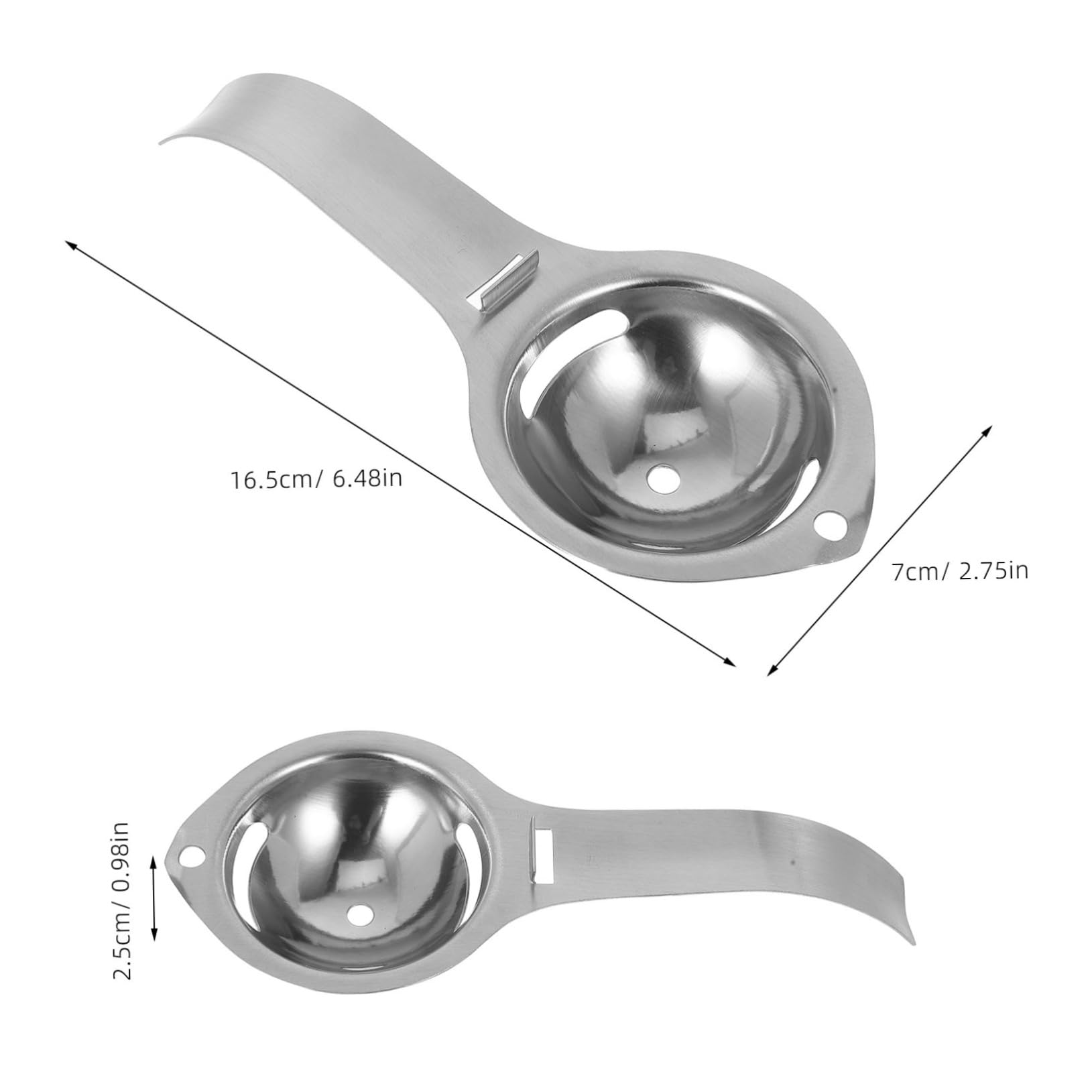 BIUDECO 2pcs Stainless Steel Egg Separator: 6.5x2.7inch Handheld Filter Tool - Egg White And Yolk Separator - Handy Kitchen Gadget For Baking And Cooking