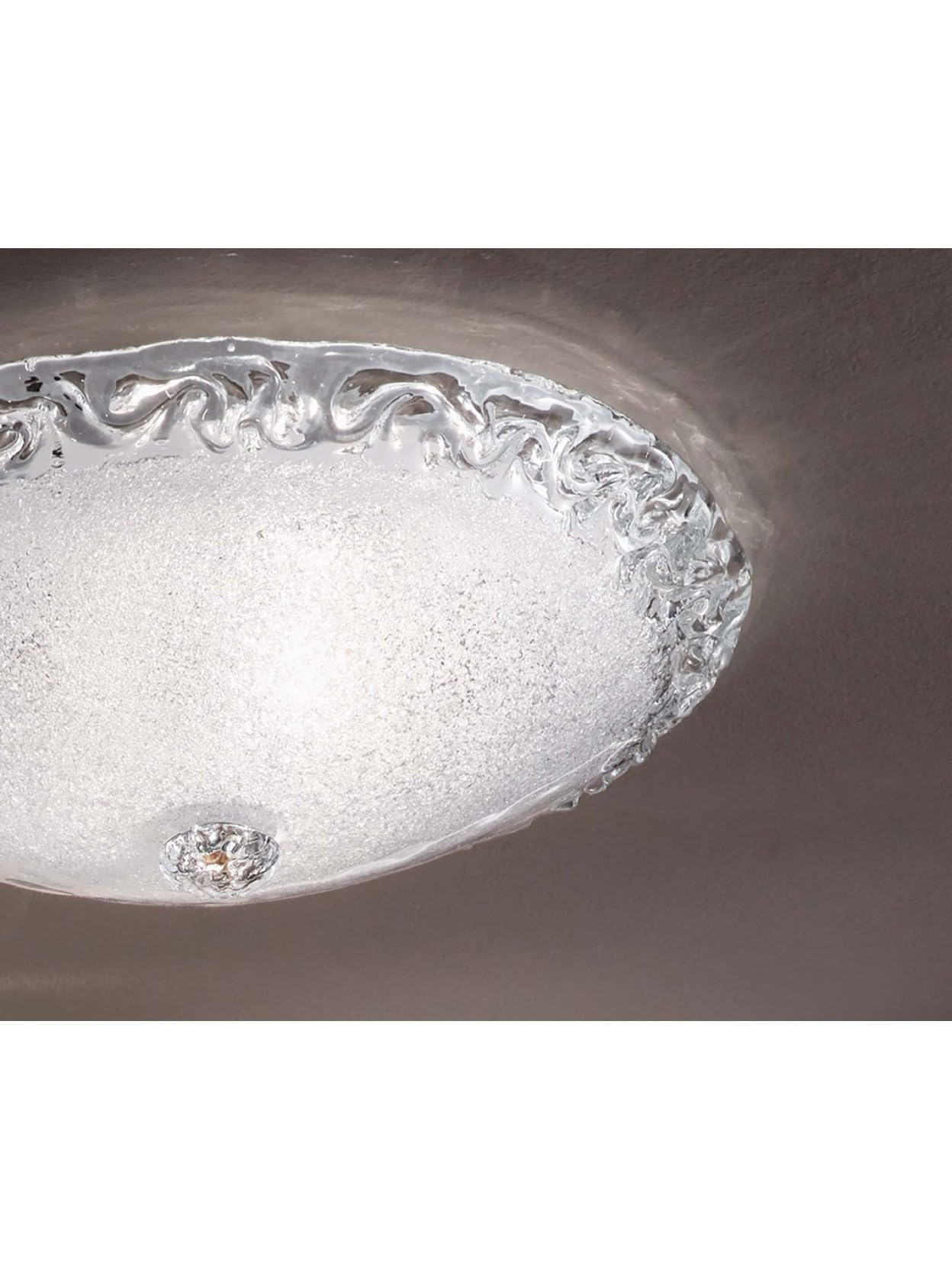 Generico Plafoniera da soffitto classica in vetro murano granigliato trasparente a 2 luci DP222 per salotto, soggiorno, sala da pranzo, cameretta, corridoio, camera da letto.