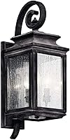 Vista 3 de Kichler Wiscombe Park - Lámpara de pared para exteriores de 21.75 pulgadas, 3 luces, con vidrio sembrado transparente en zinc desgastado