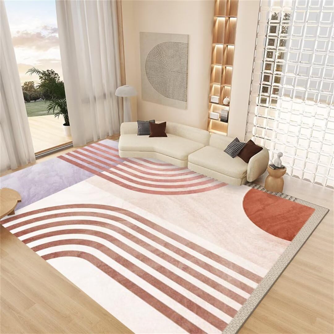 Tapis salon poil court violet 130x190 et grand tapis de couloir long rayé moderne
