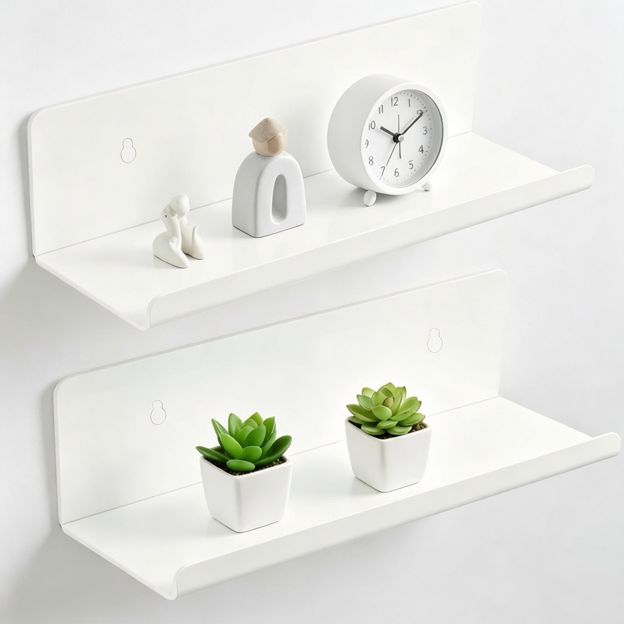 2 Pieces Self Adhesive Shelves, 20x10x4cm Metal Wall Mounted Shelf