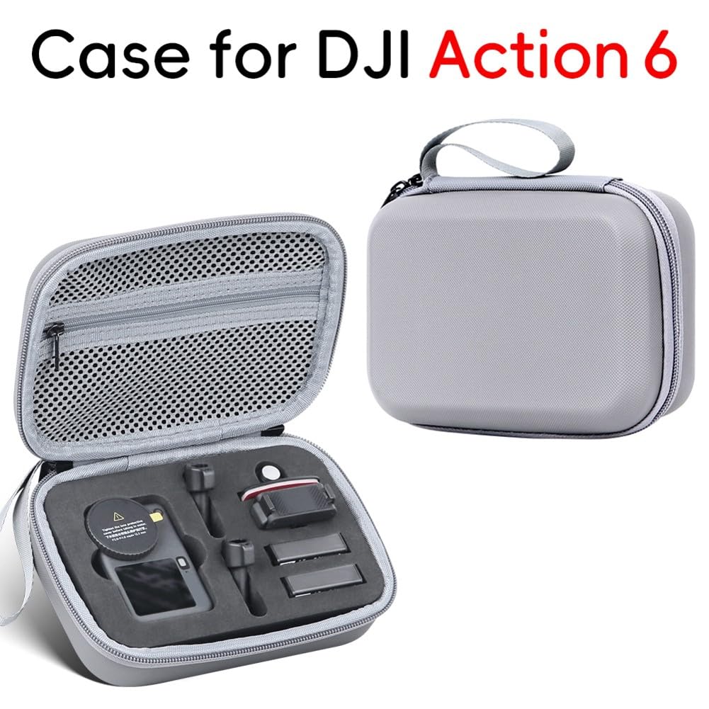 Funda de transporte portátil de piel sintética para Osmo Action 6, para bolsa de almacenamiento compacta de viaje, accesorios de cámara, color negro y gris
