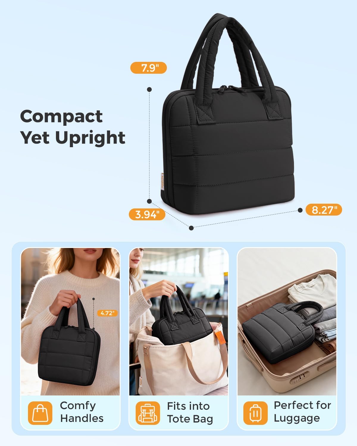 Wandering Nature Standing Makeup Bag for Travel, Portable