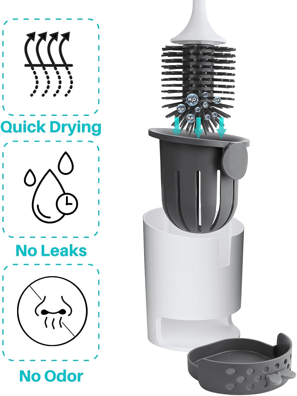 Toilet Brush with Holder, Silicone Toilet Bowl Cleaning Brush and Holder Set: Kitchen & Dining