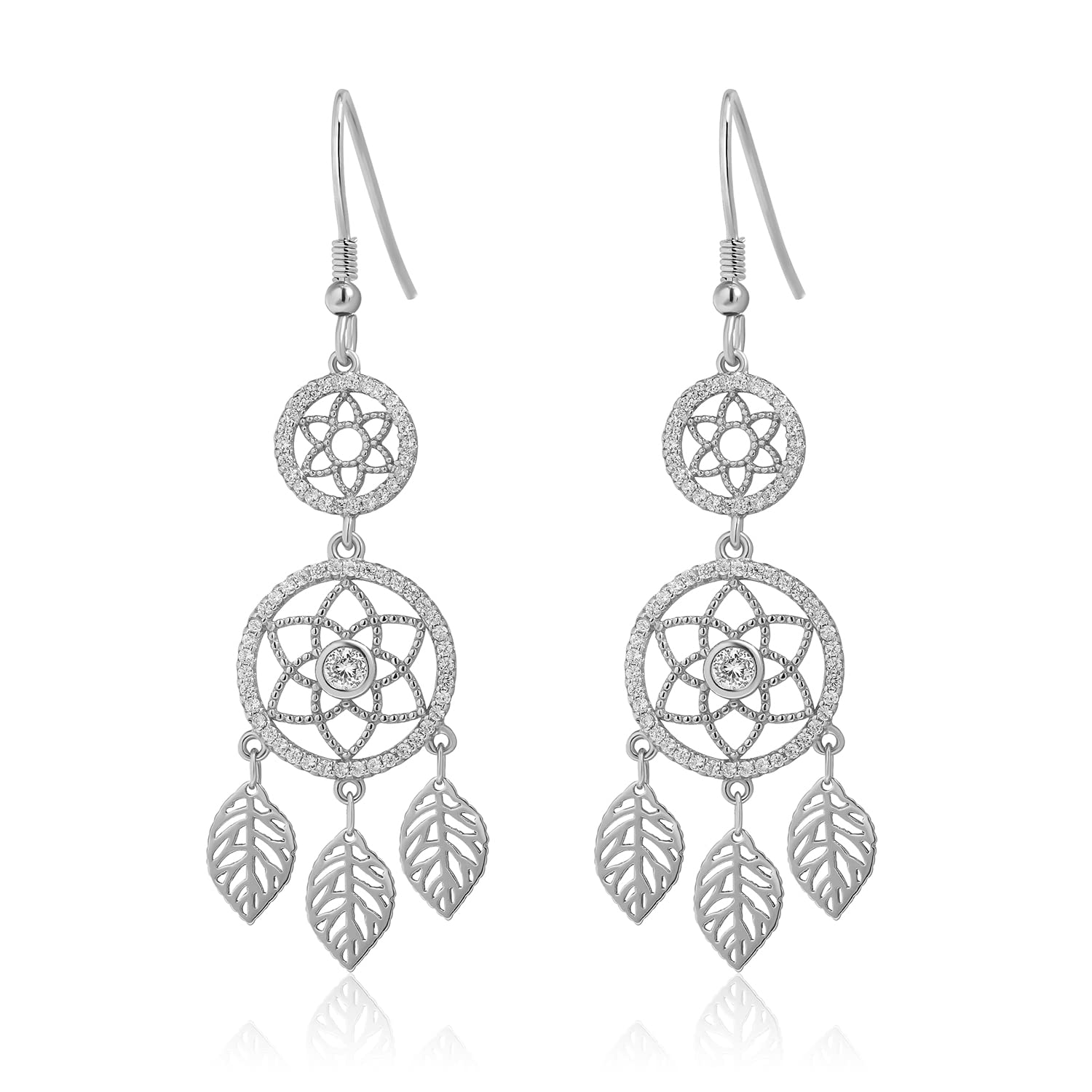 Meissa 925 Sterling Silber Traumfänger Baumeln und Tropfen Ohrringe für Frauen Rose Gold Ohrring Handmade Statement Ohrringe Geburtstagsgeschenke
