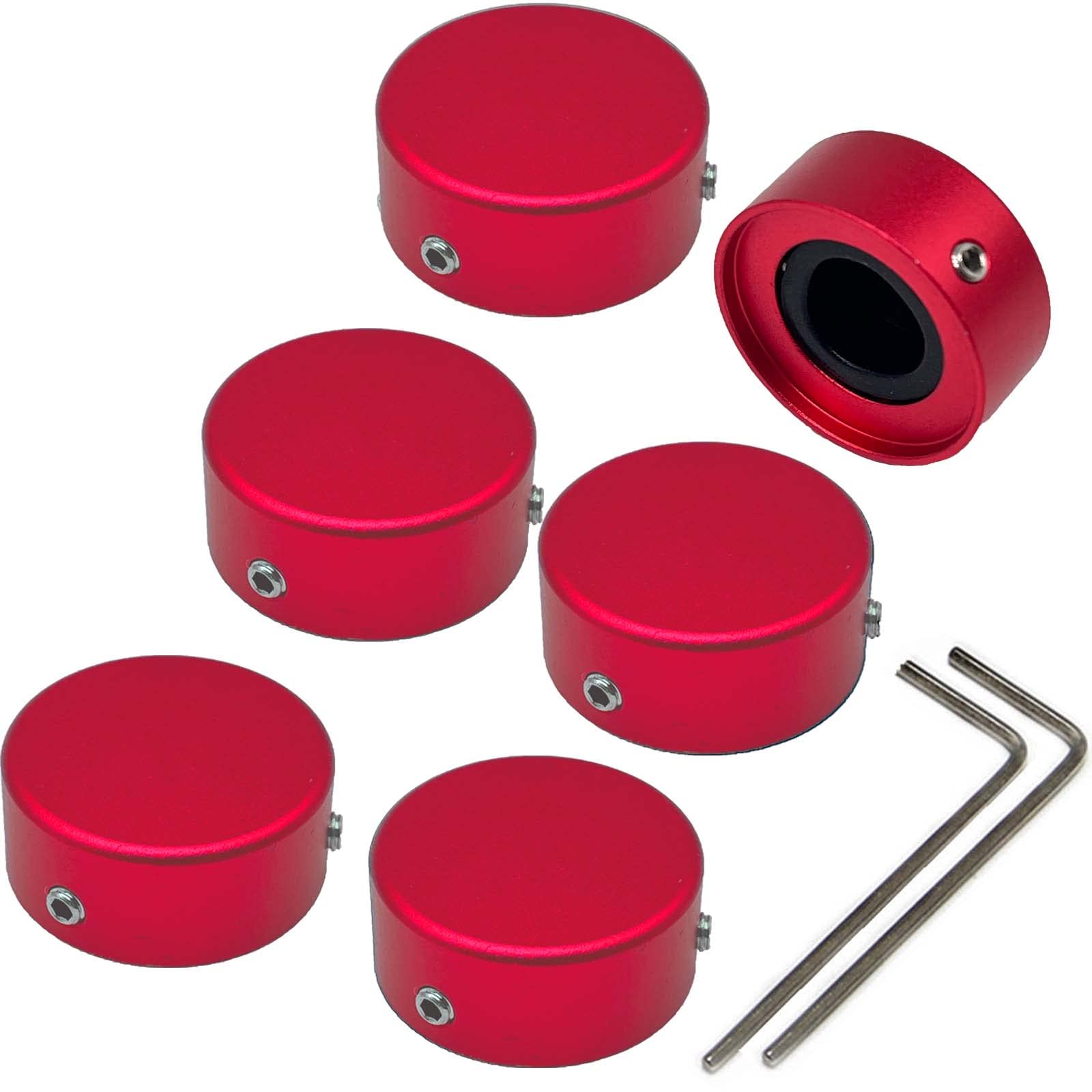 SOLUTEK Φ23mm Guitar Pedal Footswitch Topper with Rubber Insert for use on common 3/8"10mm switches 6pcs Red