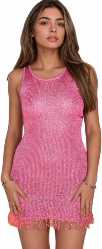 OCUH Maxi Dress Sleeveless Sundress Sequin Dress Starfish Bodycon Long Dresses Beach Vacation Clothes for Women