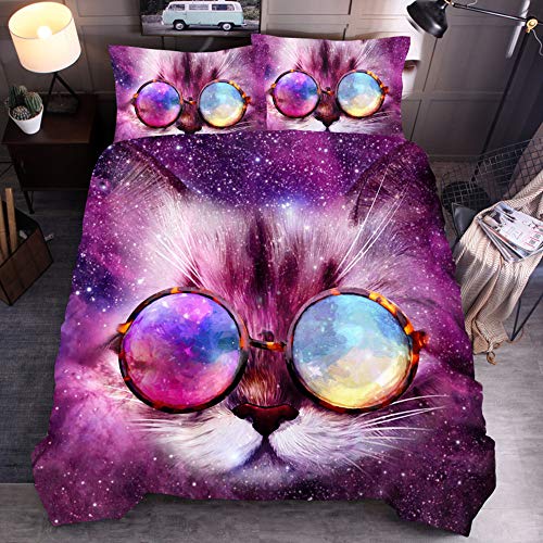 Housse de couette 230x260 parure de lit motif animal taie d'oreiller AB05