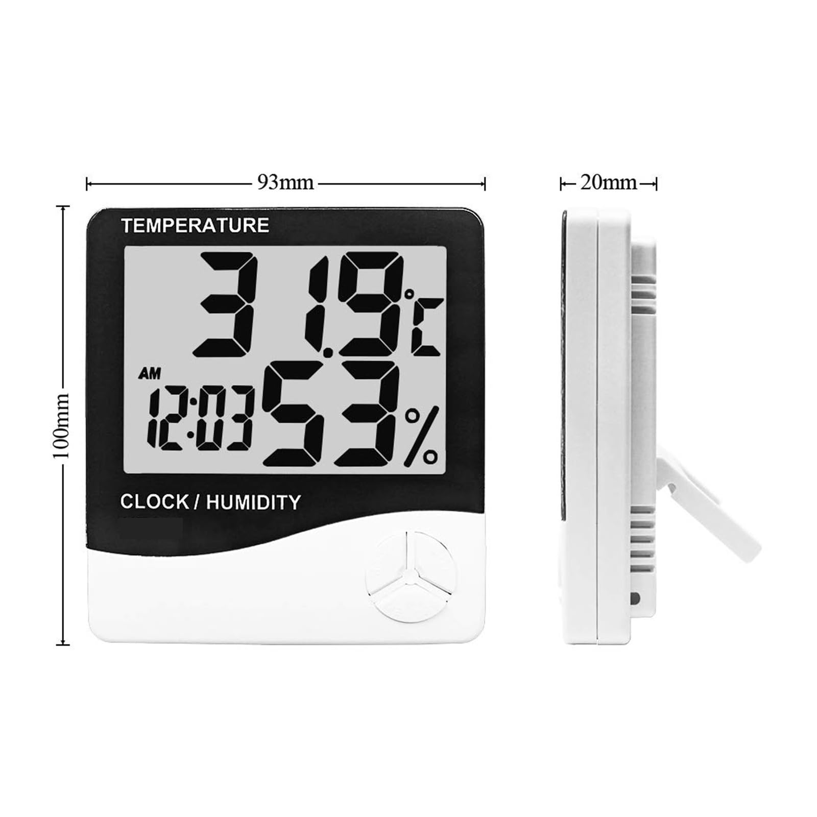 LCD Elektroniczny cyfrowy miernik temperatury i wilgotności Kryty termometr zewnętrzny Higrometr Stacja pogodowa Zegar, 1