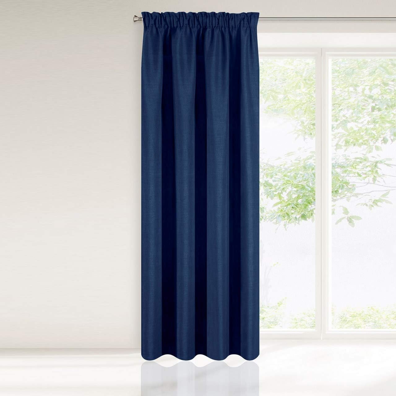 Eurofirany Amelia Curtain Ruffle Tape Plain Plain Weave Living Room Lounge 1 Piece Polyester Blue 140 x 270 cm