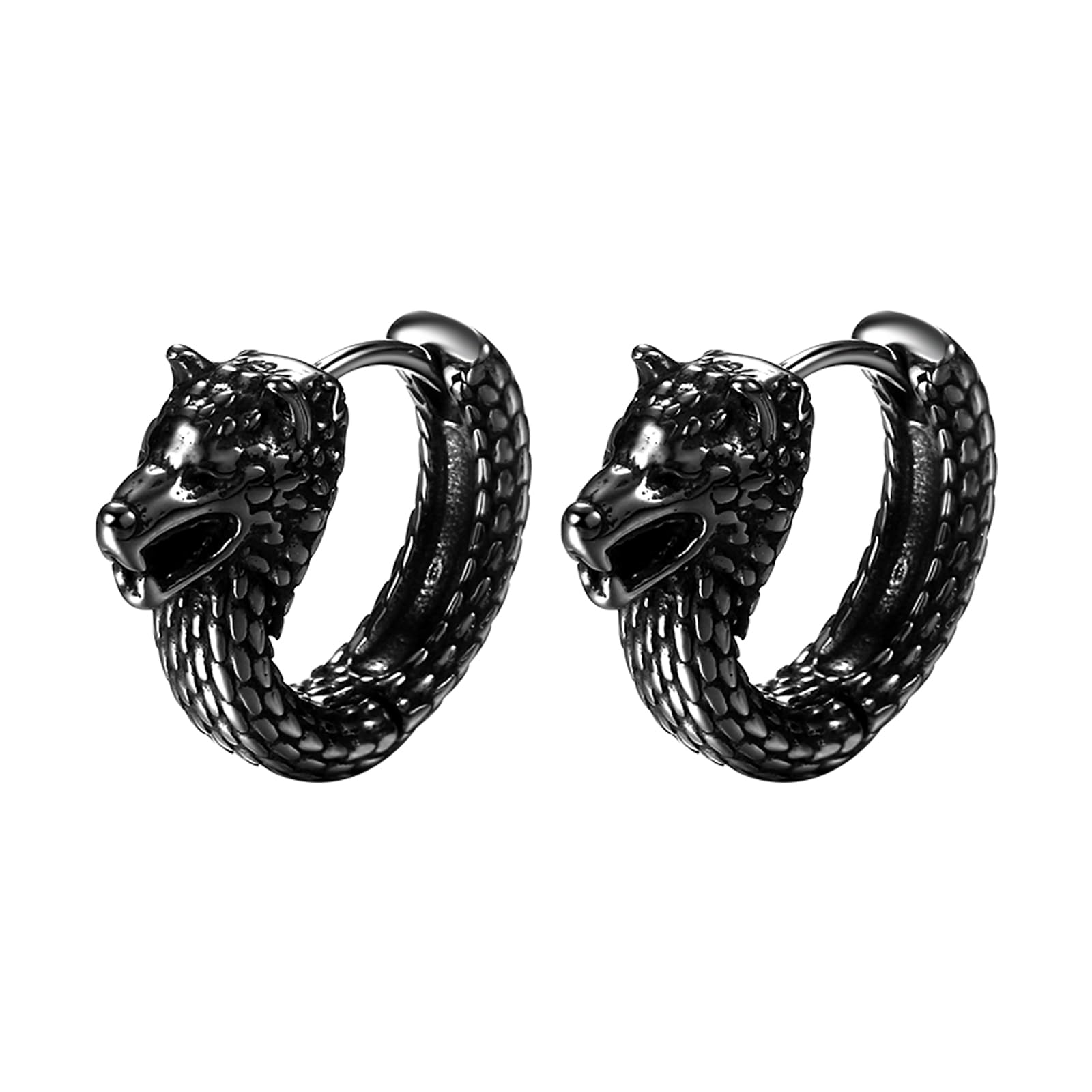 8 Paires Boucles D'oreilles Homme Style Viking - Acier Inoxydable, Motifs Loups, Runes Et Symboles Celtes