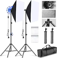 2 Soft Box, Kit de Iluminação Softbox com 2 Tripés, 50 X 70 cm, Metal, Softbox