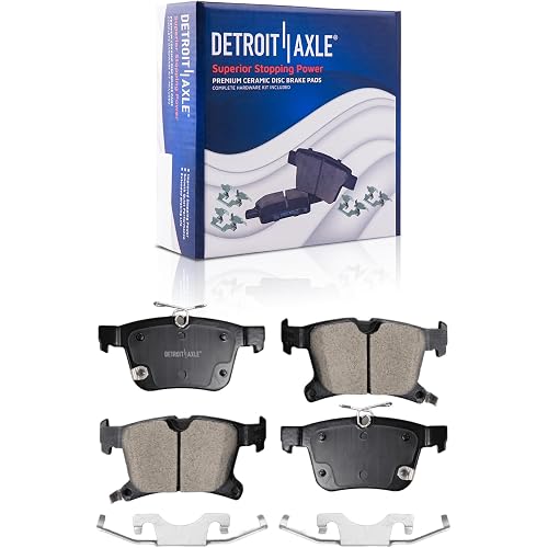 Detroit Axle - Rear Brake Pads for Chrysler 17-23 Pacifica 20-23 Voyager Grand Caravan, Ceramic Brake Pads with Hardware 2020 2021 2022 2023 Replacement