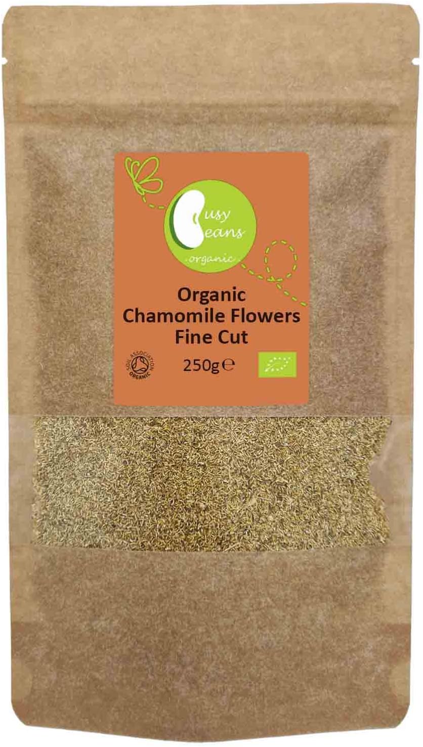 Organic Chamomile Flowers Fine Cut - Certified Organic - by Busy Beans Organic (250g), 250 g (Pack of 1)