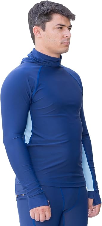 Tuga Mens Snorkel Hooded Rashguard, UPF 50+ Sun Protection Swim Shirt, USA Made