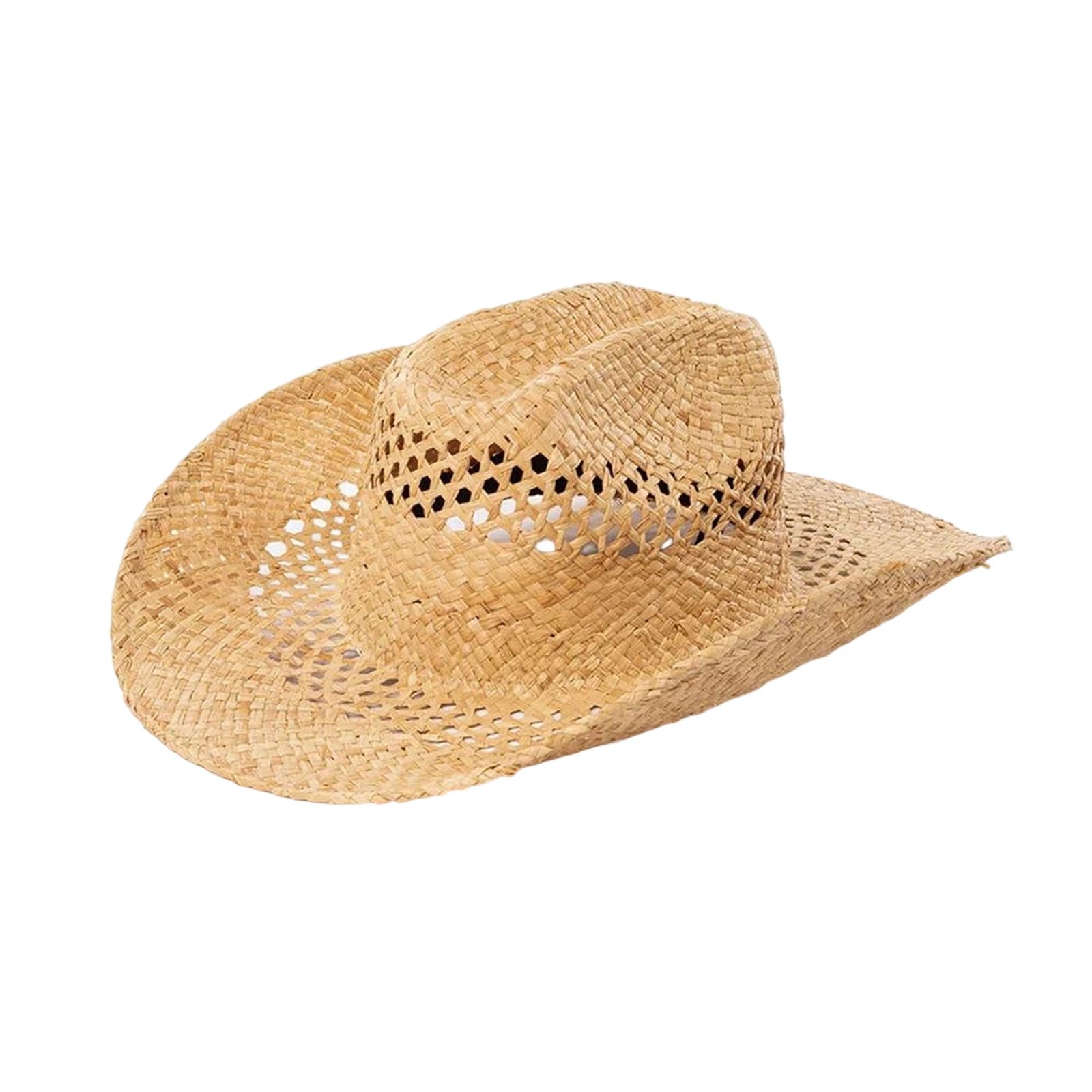 EYRMQWJPC Wide Brim Sun Hat, Unisex Straw Cowboy Hat Wide Brim Handwoven Raffia Breathable SummerBeach Multicolor M/L(2,M)