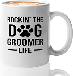 Flairy Land Dog Groomer Coffee Mug 11oz White -Rockin the Groomer - Pet Day Grooming Appreciation Dog Groomer Women Dog Lovers Puppy Profesional Dog Groomer