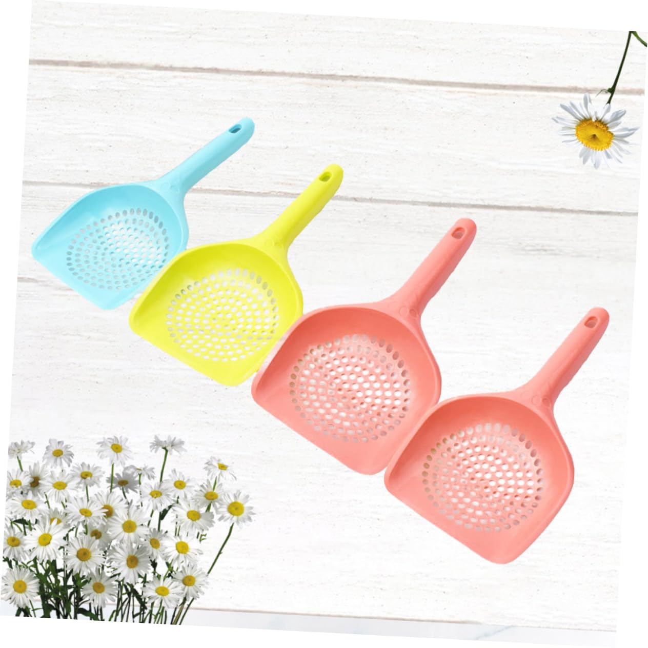 Paletta per lettiera, 4 Pezzi di Strumento for lettiera for Gatti con Manico Lungo, for la Pulizia dei rifiuti degli Animali Domestici, in plastica Dura, Colori Casuali