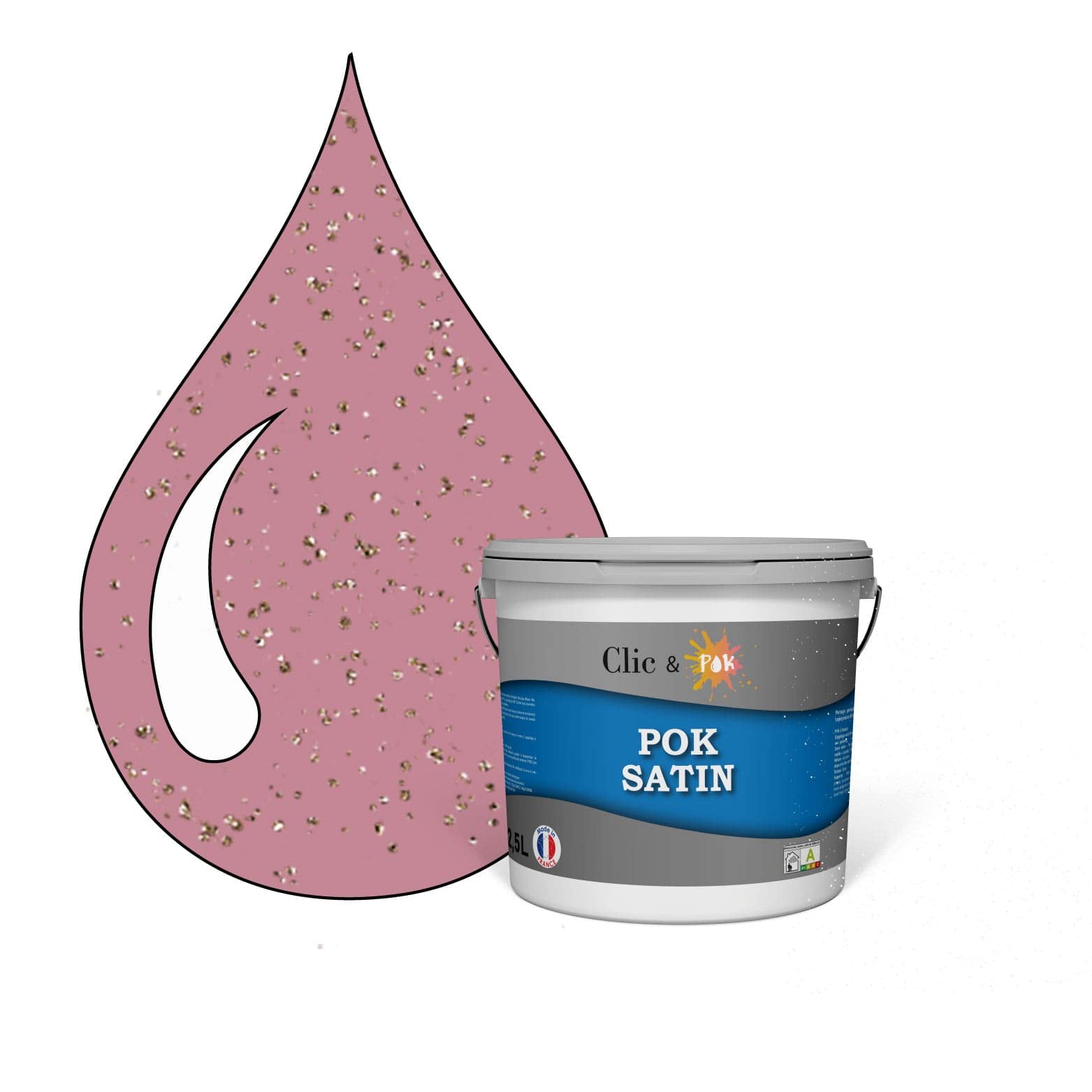 POK PAILLETTE : Peinture de Finition Acrylique Effet Pailleté Murs Intérieurs - Far à Joues 25m² - 2,5L