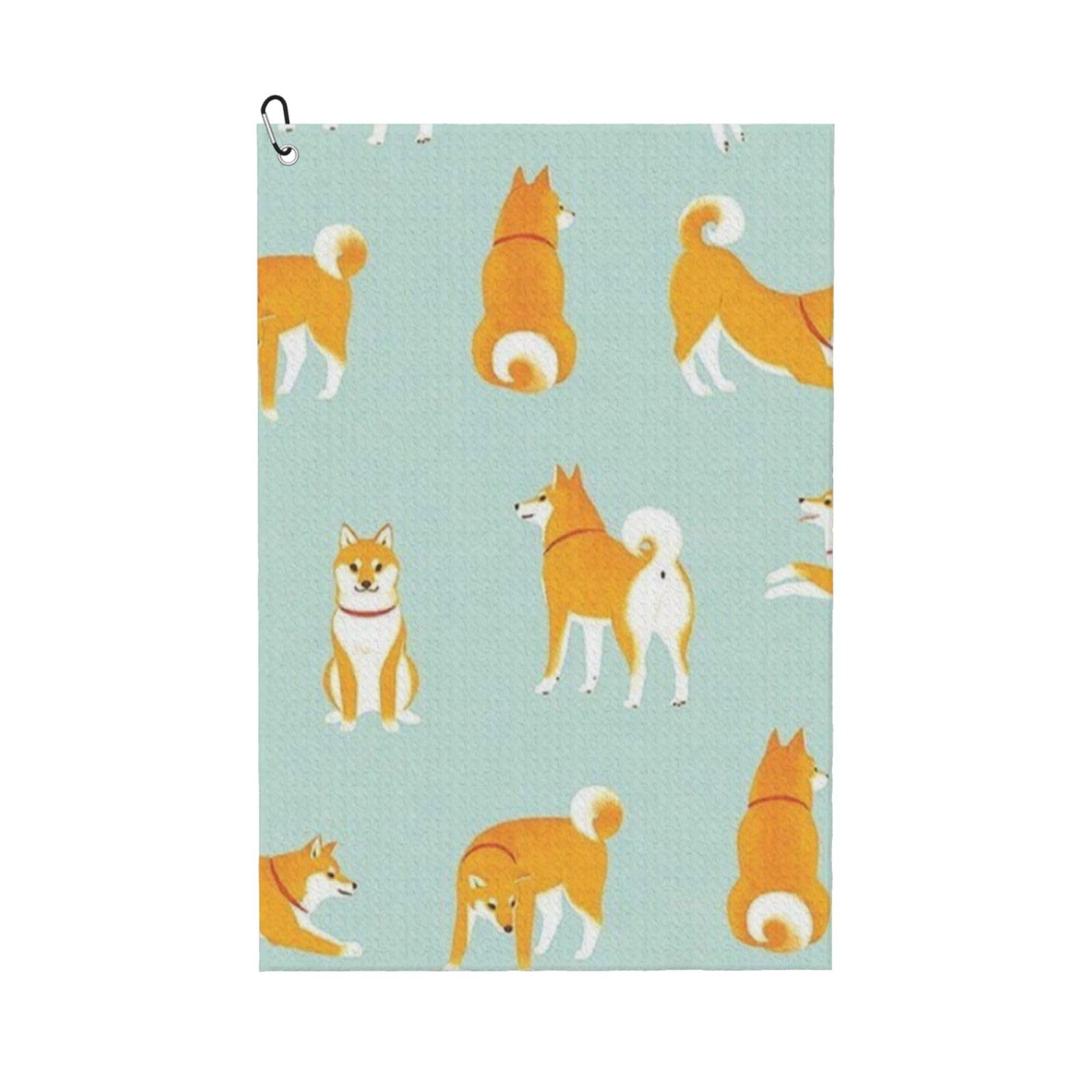 Hnnkloy Cute Shiba Inu Puppy, 16x24 in Portable Waffle Golf Towels with Carabiner Clip for Golf Bag