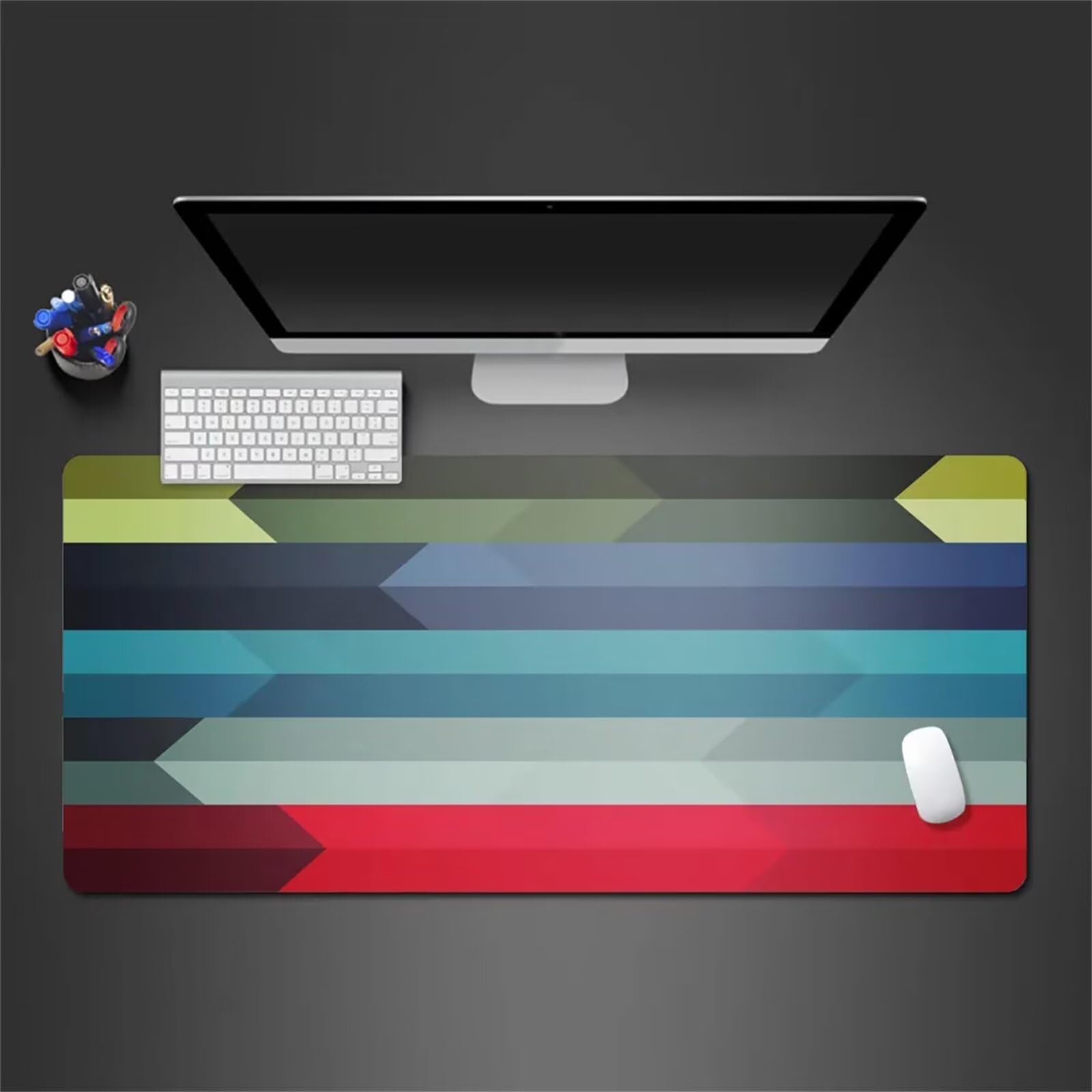 Alfombrilla de ratón para Juegos 1200x600x2mm,Mousepad XXL,Alfombrilla de ratón Antideslizante e Impermeable con Bordes cosidos para Juegos, Oficina y hogar - Color Rayado