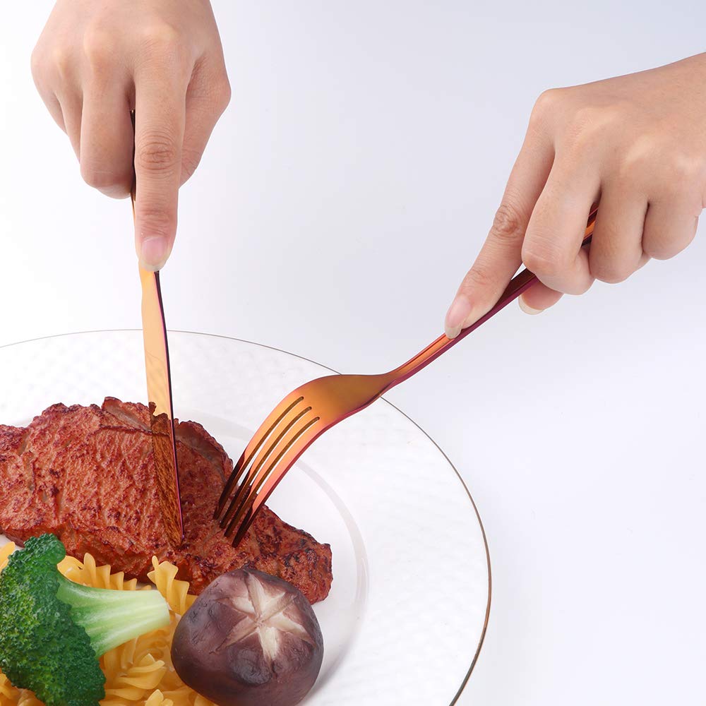 Buyer Star Besteckset Edelstahl Grundgeschirr Regenbogenrot Cutlery Set für 6 Personen