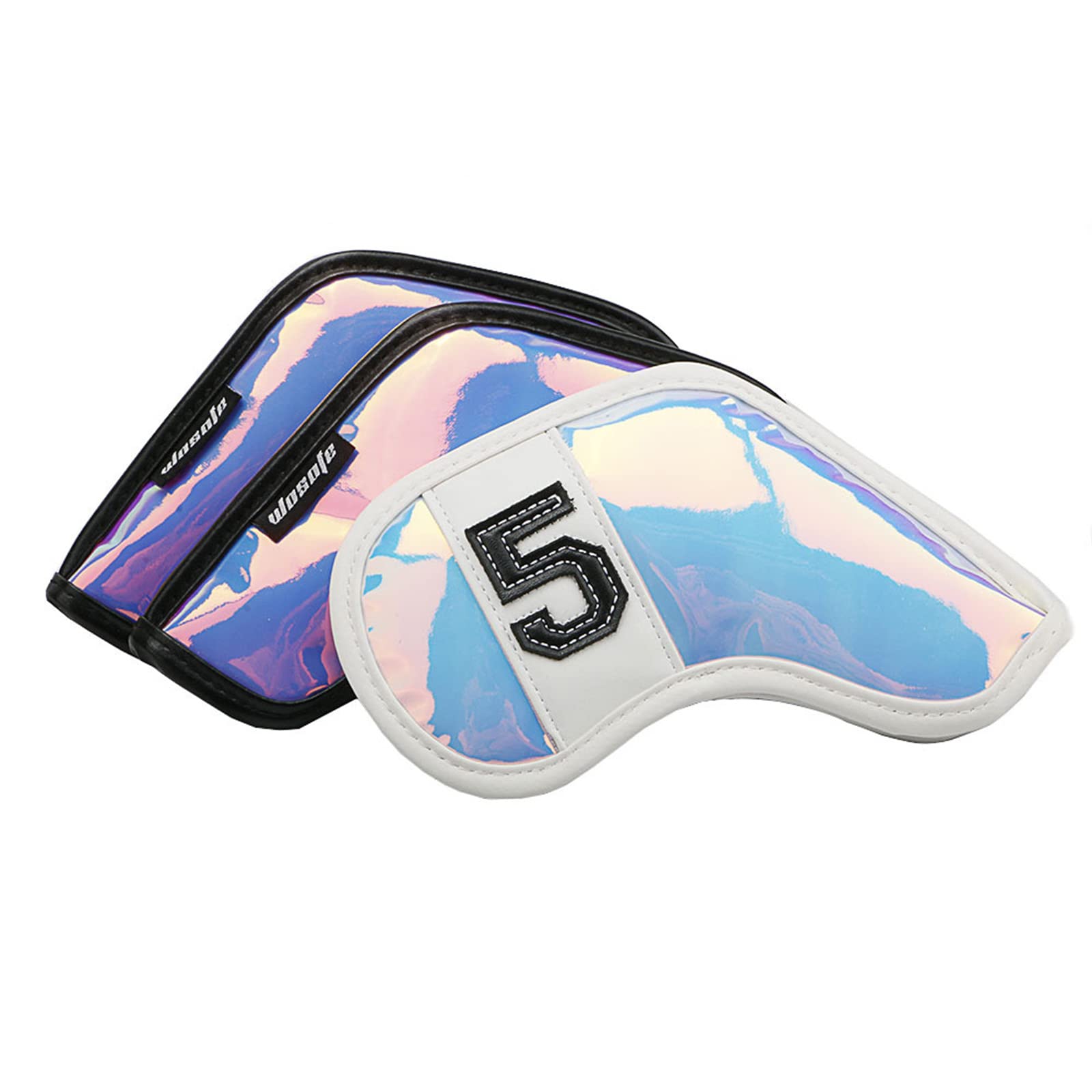 Copricapo in Ferro da Golf Copricapo Protettivo in TPU Putter per Mazze da Golf Coprimazze Riflettenti Impermeabili Durevoli 10 Pezzi con Nastro Magico,White