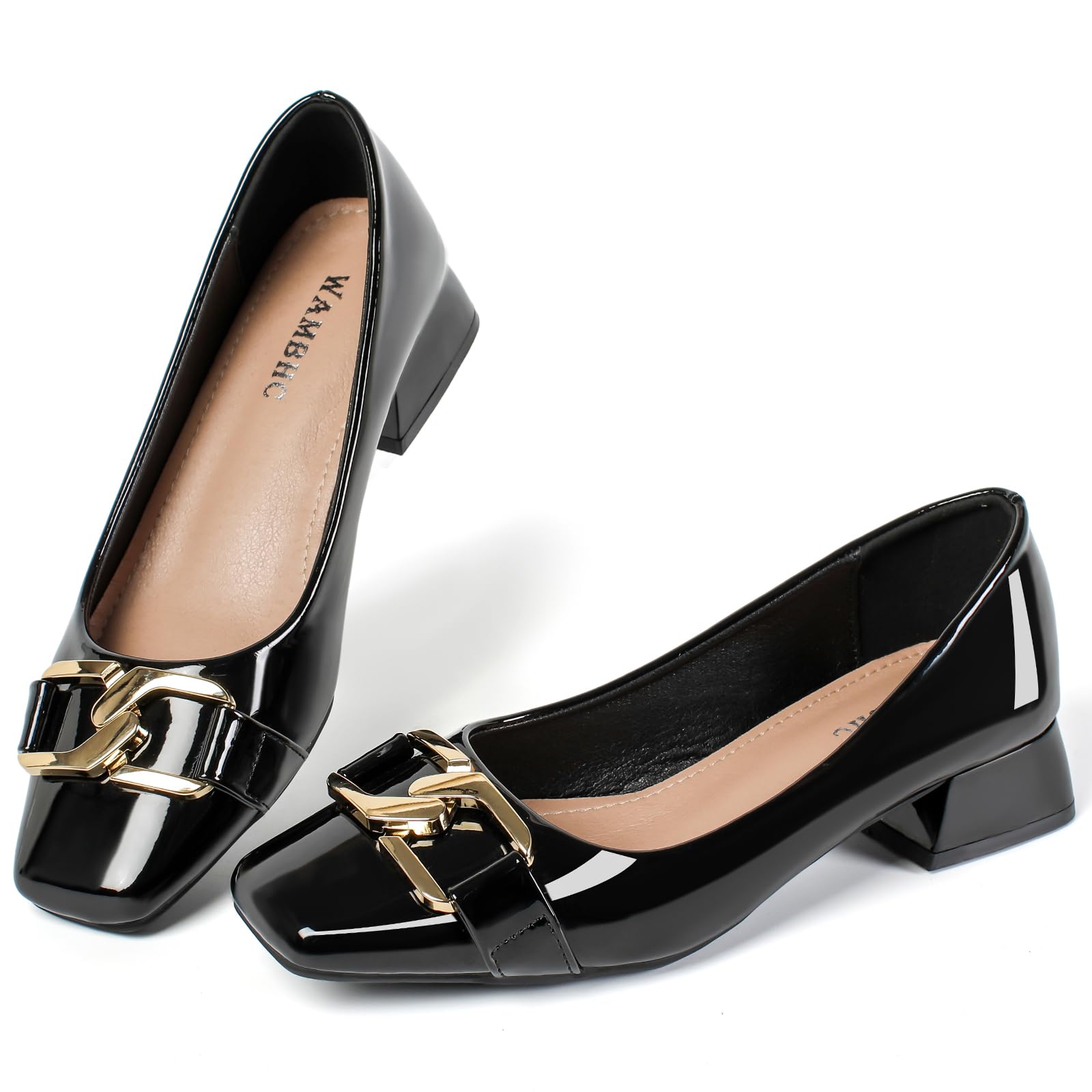Women's Low Chunky Block Heel Pumps Square Toe Dress Shoes Heel Office Lady Shoes-picture-13