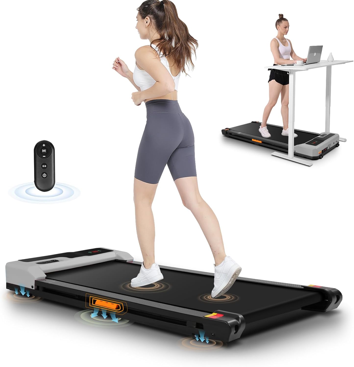 ANCHEER Under Desk Treadmill, 2.5HP Walking Pad Treadmill with Remote Control, Portable Compact Walking Treadmill for Home/Office/Gym, Installation-Free