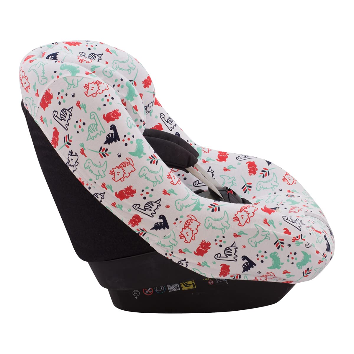JYOKO Kids Funda de algodón para Silla de Coche Compatible con Maxi Cosi (Dino Party, Maxi Cosi Pearl 360, Mica 360 Pro y Mica Pro Eco I-Size)