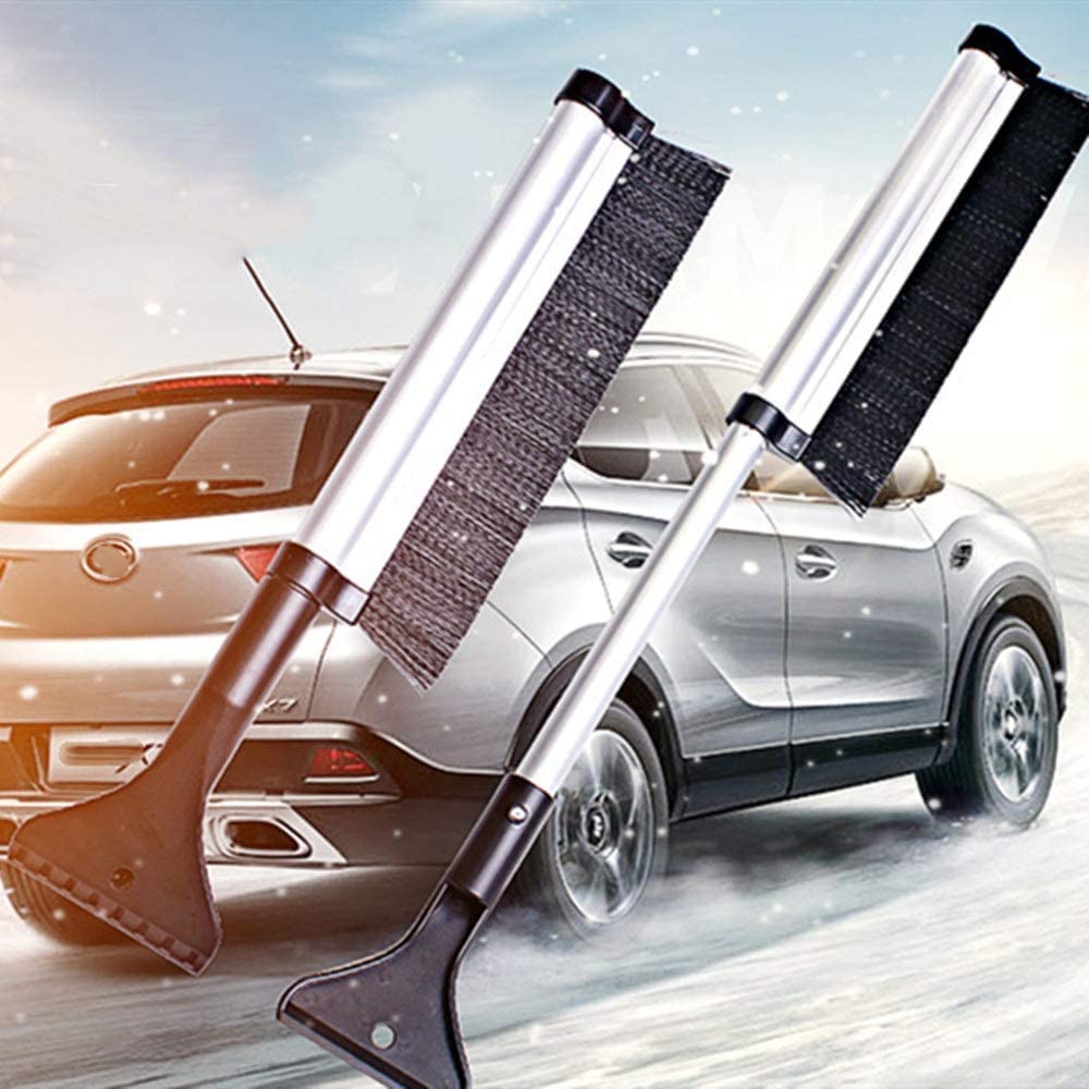 Cepillo de nieve Aleación de aluminio Telescópico Cepillo de nieve Pala de hielo Remoción de nieve Descocción Heler Invierno Snow Pala no hace daño al cepillo de nieve del coche del automóvil (color: