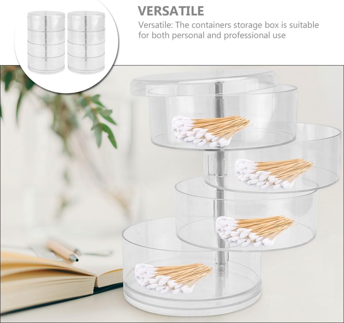2pcs Rotating Storage Box Makeup Organizer Skincare Organizers Rotating Display Stand Perfume Shelf image 2