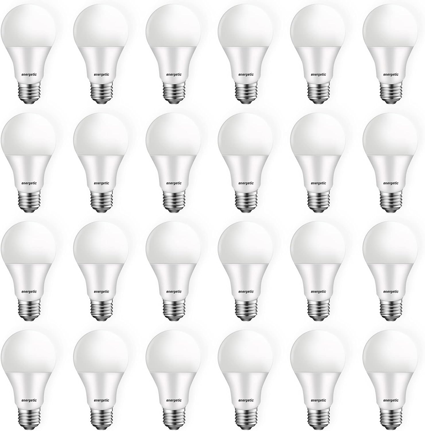 Energetic 24Pack Light Bulbs 60 Watt Equivalent, A19 Daylight LED Light Bulbs, 15000 Hrs, E26