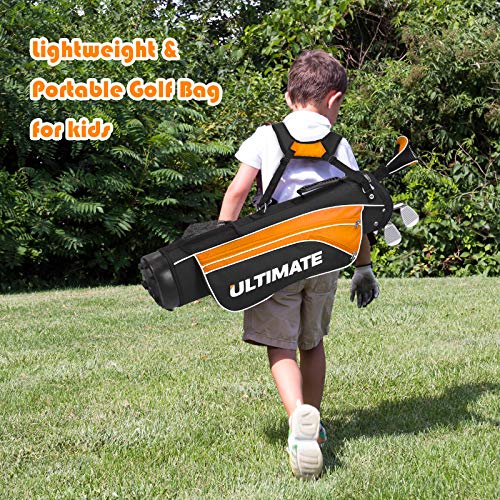 Tangkula Junior Complete Golf Club Set For Children Ages 8 And Up, Right Hand, Includes 3# Fairway Wood, 7# & 9# Irons, Putter, Head Cover, Golf Stand Bag, Perfect For Children, Kids (Orange) #TOP4