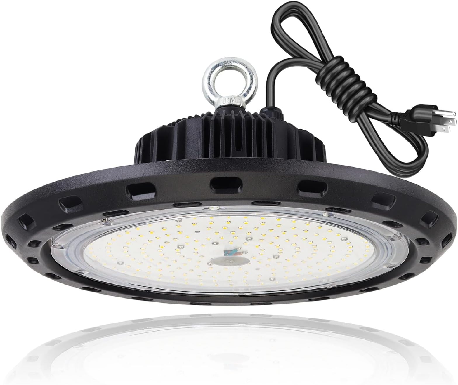 - LED High Bay Lights 150W 22500lm 5000K Eqv. to 600W HPS/MH, UFO Lights for Shop Warehouse Factory Black Finish Type