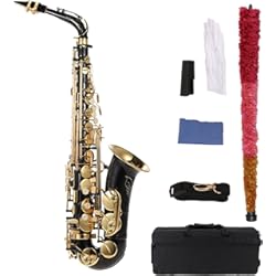 Boquillero Saxo Alto summina Saxofón de latón lacado dorado, llave tipo plana E Altsax 82Z, instrumento de viento-madera con pincel de limpieza, paño, guantes, correa acolchada, estuche