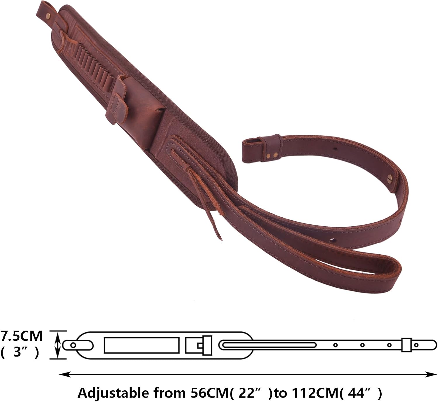 WAYNE'S DOG Leather Canvas Recoil Pad with Shell Holder Sling for Rifle Stock .357 .30-30 .308 .45-70 .30-06 .44 Magnum .22LR