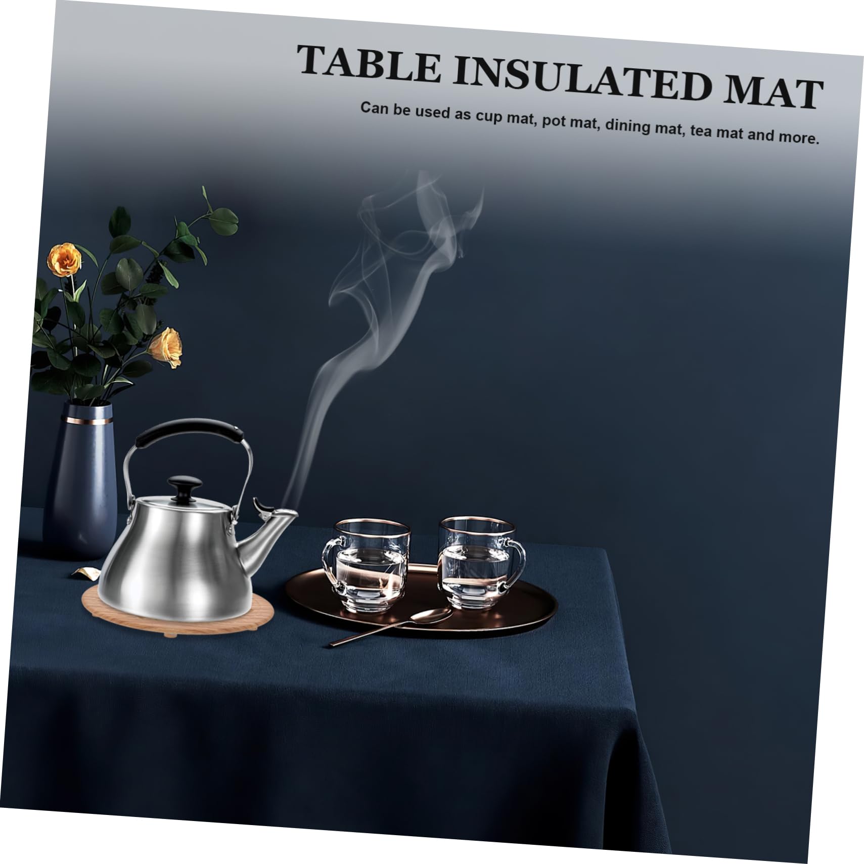 NAMOARLY Pu Plastic Cutlery Mat Insulation Pad Insulated Cushion for Tea Kettle Khaki Teakettle Pad