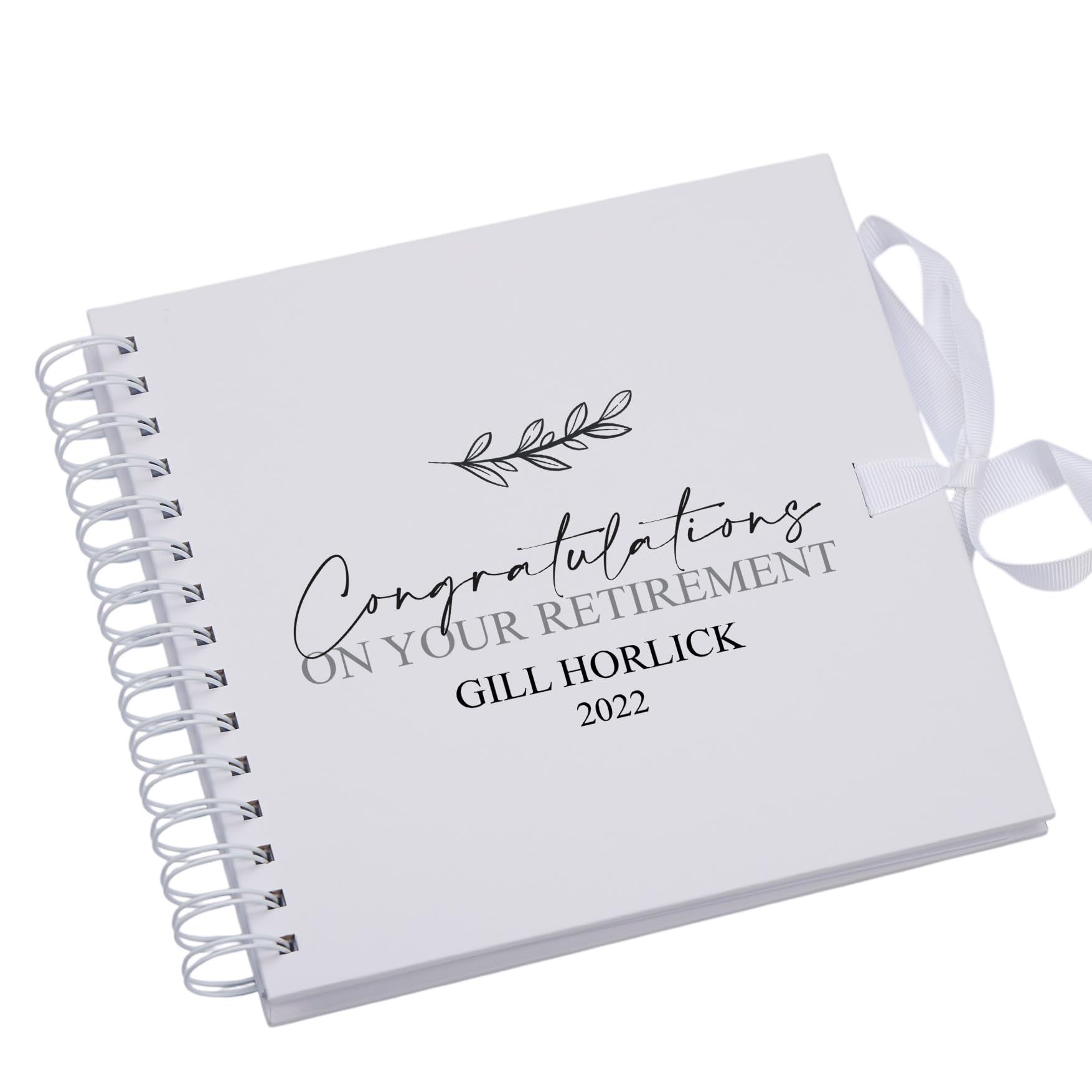 Ukgiftstoreonline White Personalised Retirement Gift Scrapbook Photo Album Or Guest Book
