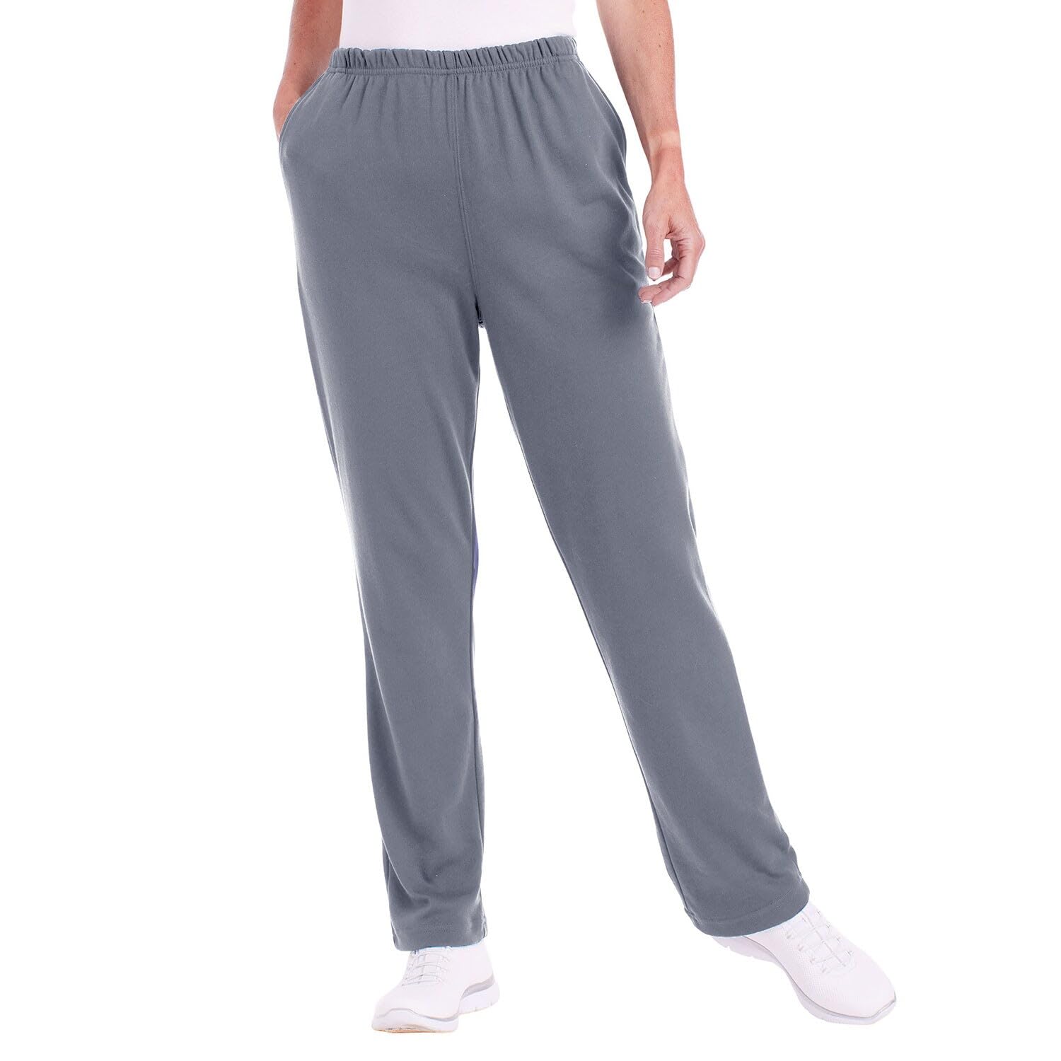 CATALOG CLASSICS Womens Casual Knit Pull on Pants for Women Elastic Waist Pants - Grey 3X