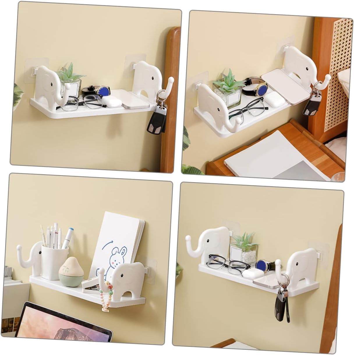 MOXSTAR Floating Shelf, Wall Mounted for Bathroom Rack self Adhesive for Storage Shelf Bathroom Organizer Without Drill (Elephant) 1