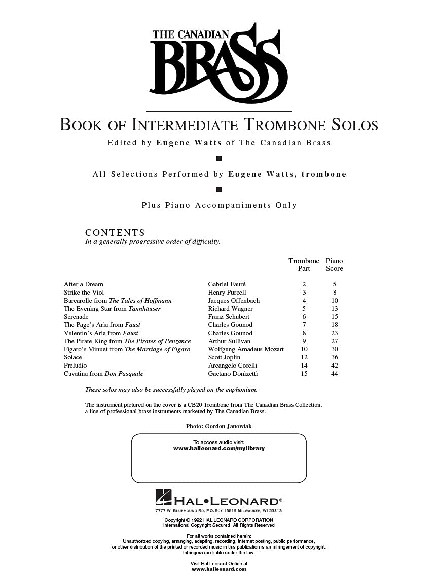 Canadian Brass Book of Intermediate Trombone Solos: with online audio of performances and accompaniments recorded by - Image 3