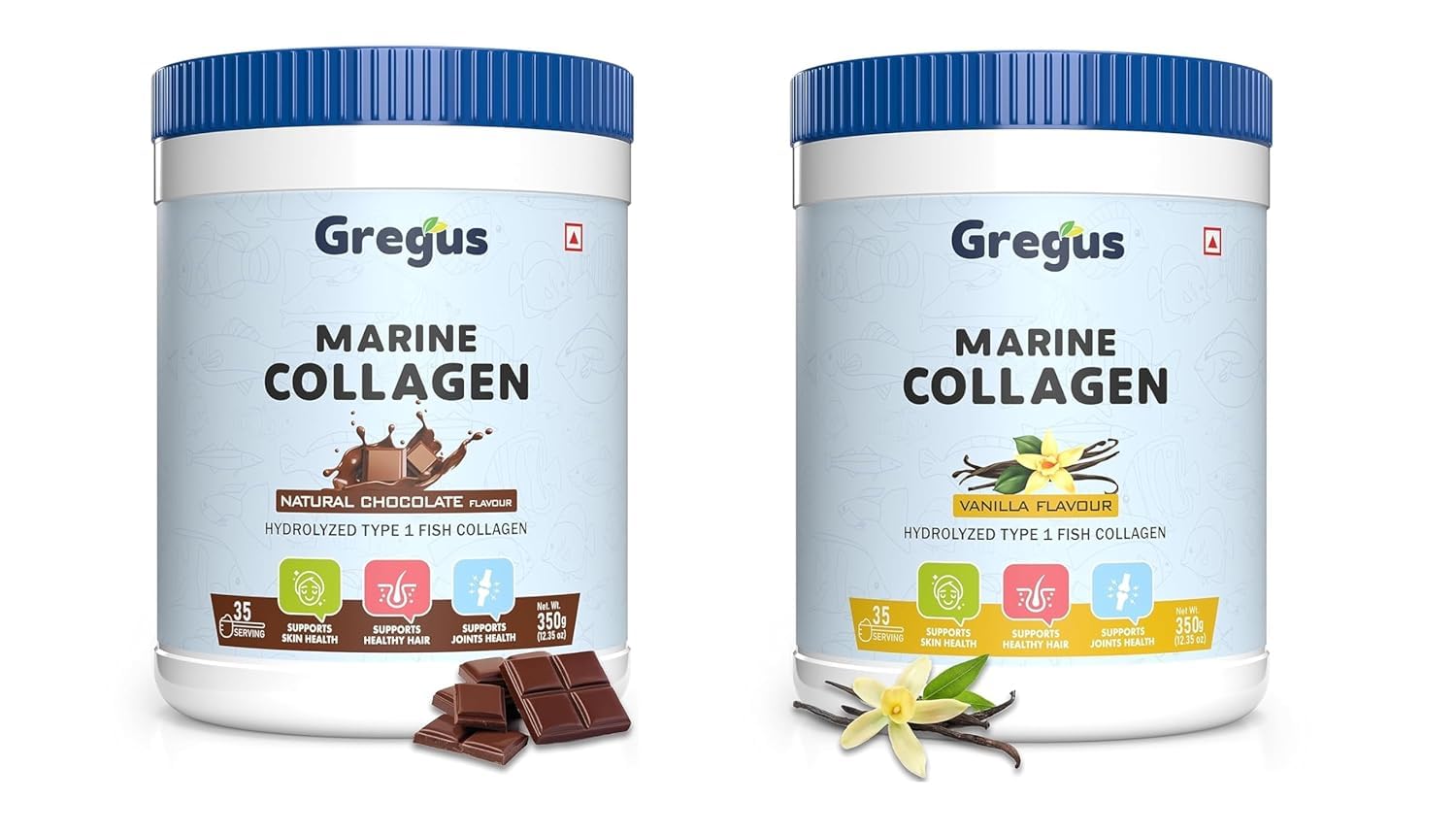 Gregus Marine Collagen powder For Women And Men | Hydrolysed Type 100% fish isolate protein | Skin Collagen | Glowing & Brighten Skin | 350 gm. (Vanilla) (Chocolate + Vanilla, 350gm*2) (B0DBDS94CB) Amazon Price History, Amazon Price Tracker