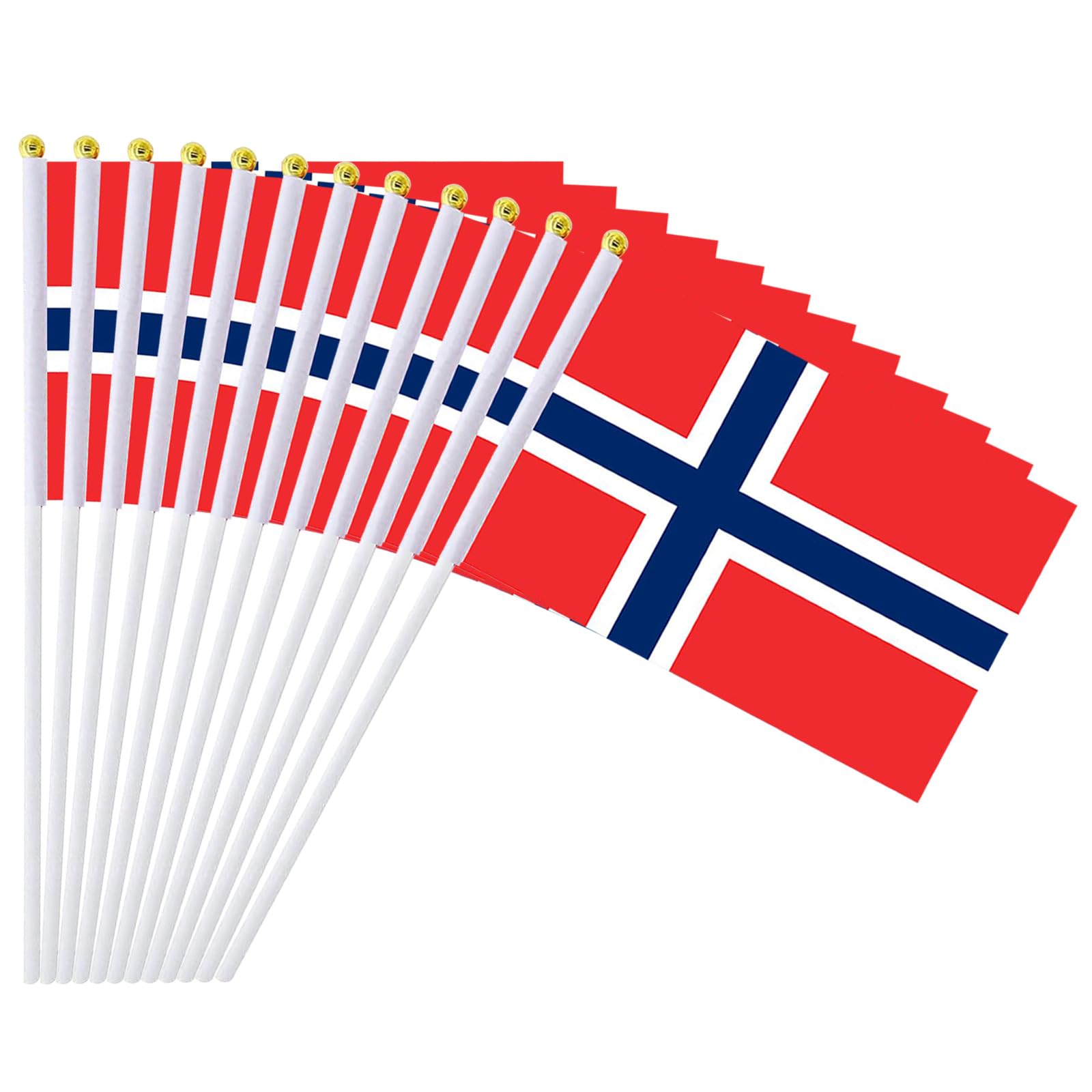 Mflagperft Norway Flag Norwegian Small Stick Mini Hand Held Flags Decorations 1 Dozen (12 Pack) — image 1