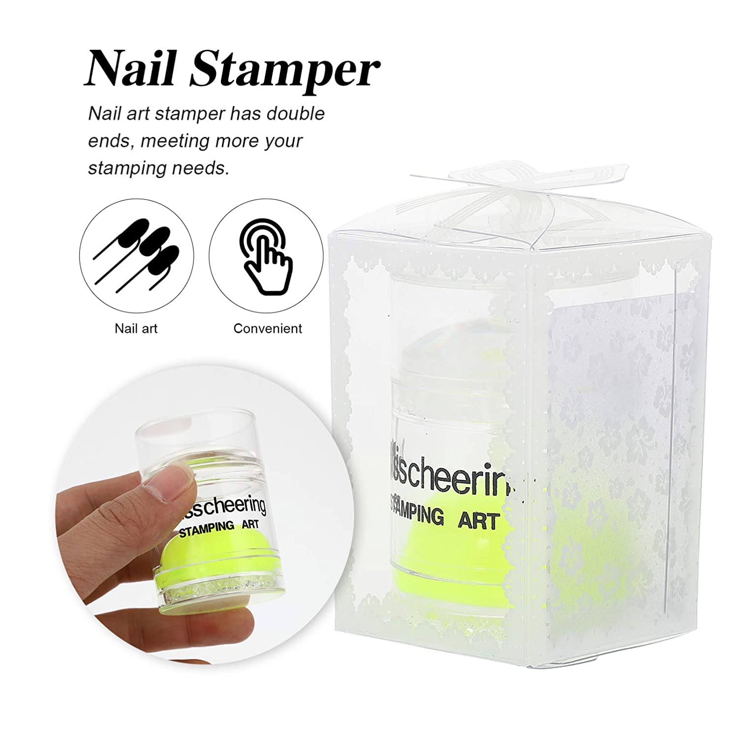 Misscheering Clear Wide Dual Ended Jelly Nail Stamper with 4.3 Cm Stamp Head 1