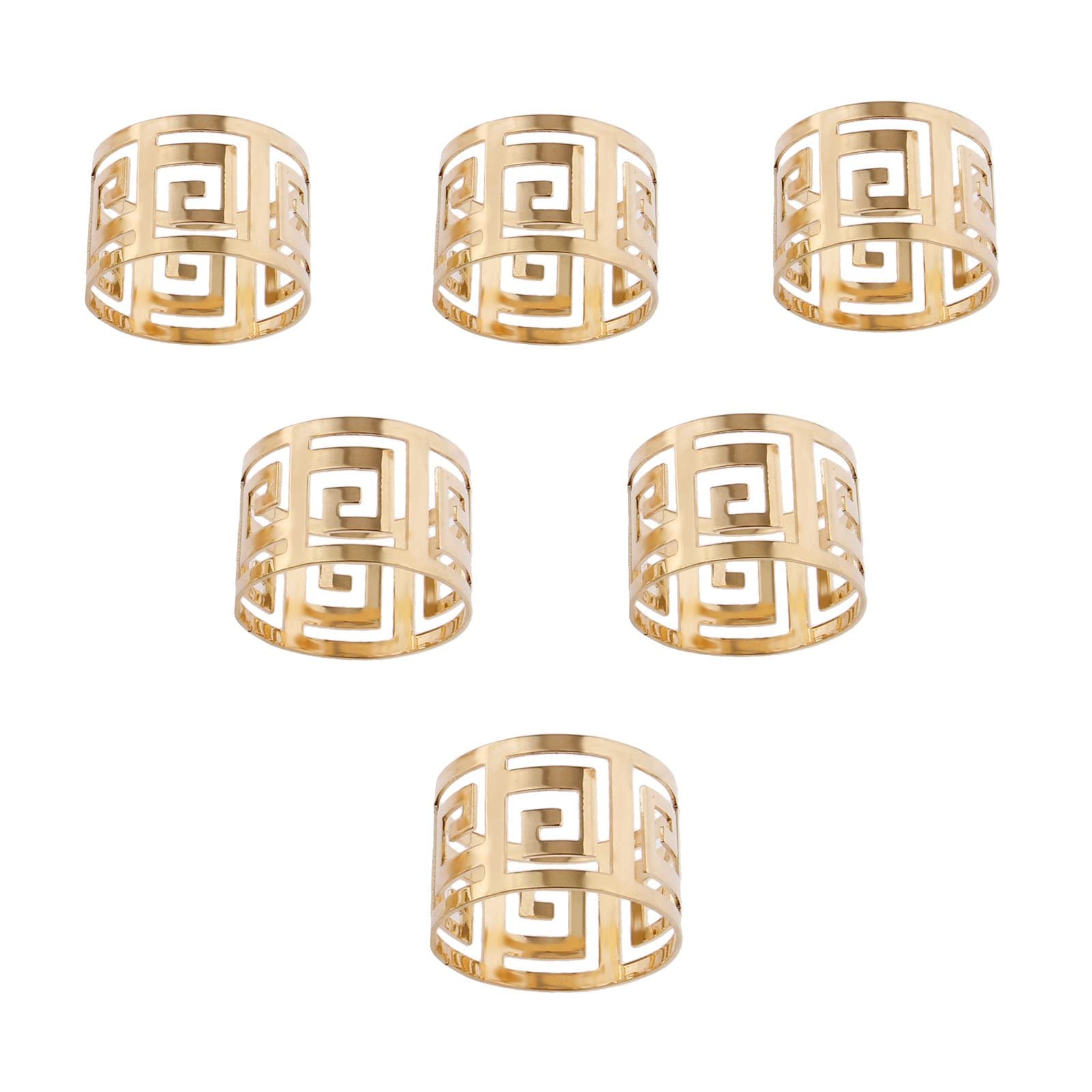Mtsooning Gold 6Pcs Napkin Rings Set,Metal Napkin Ring Holder For Christmas, Thanksgiving, Wedding, Party, Dinner, Table Decoration